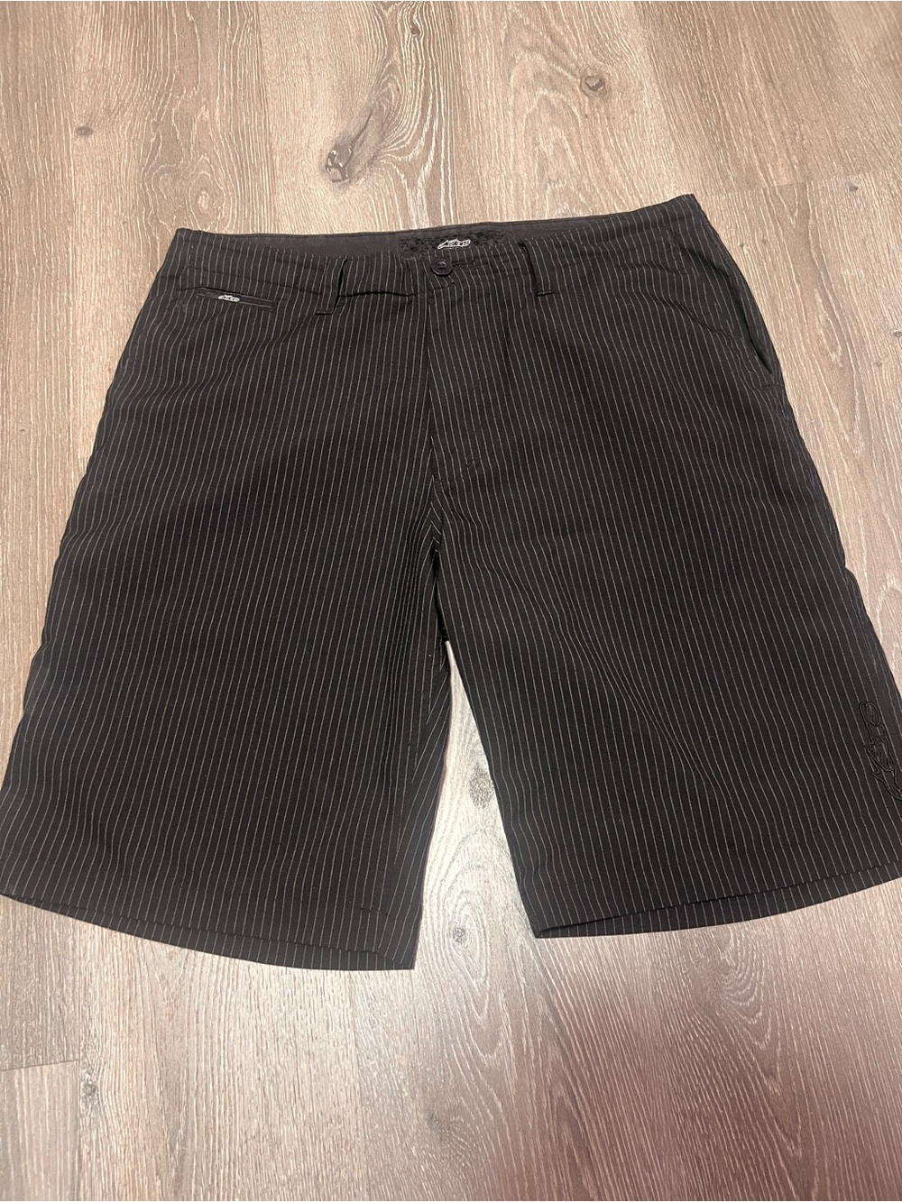 Men's Black Pinstripe Shorts